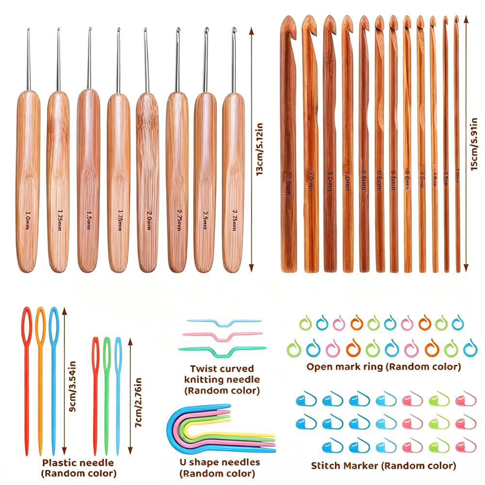 ชุดเข็มโครเชต์ไม้ไผ่ 74 ชิ้น พ - Tool Bag บทวิจารณ์และราคา